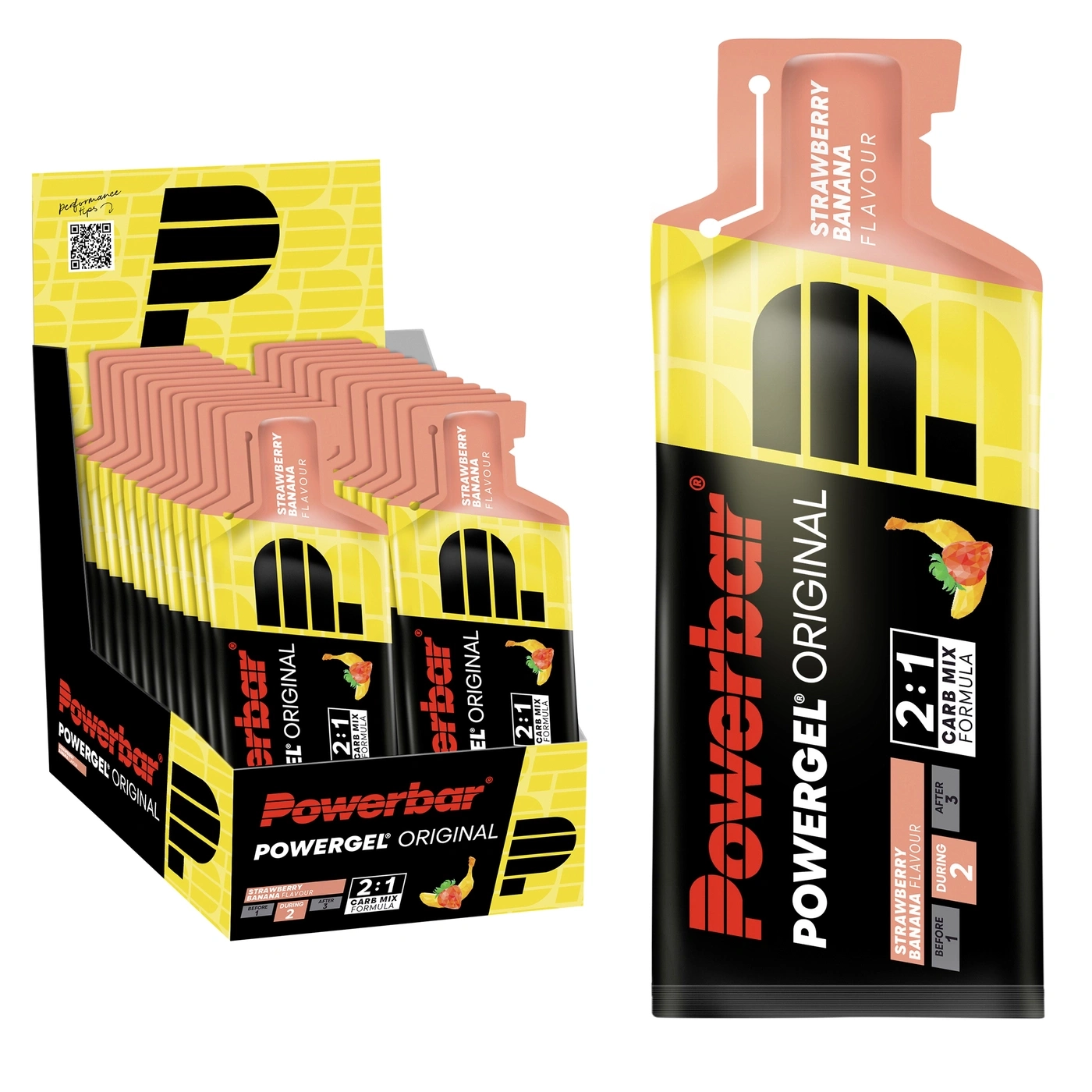 Eine Packung PowerGels mit Erdbeer-Banane-Geschmack
