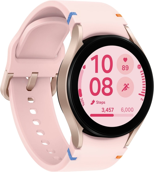 Rosa Smartwatch mit digitalem Zifferblatt und rosa Armband, Nahaufnahme