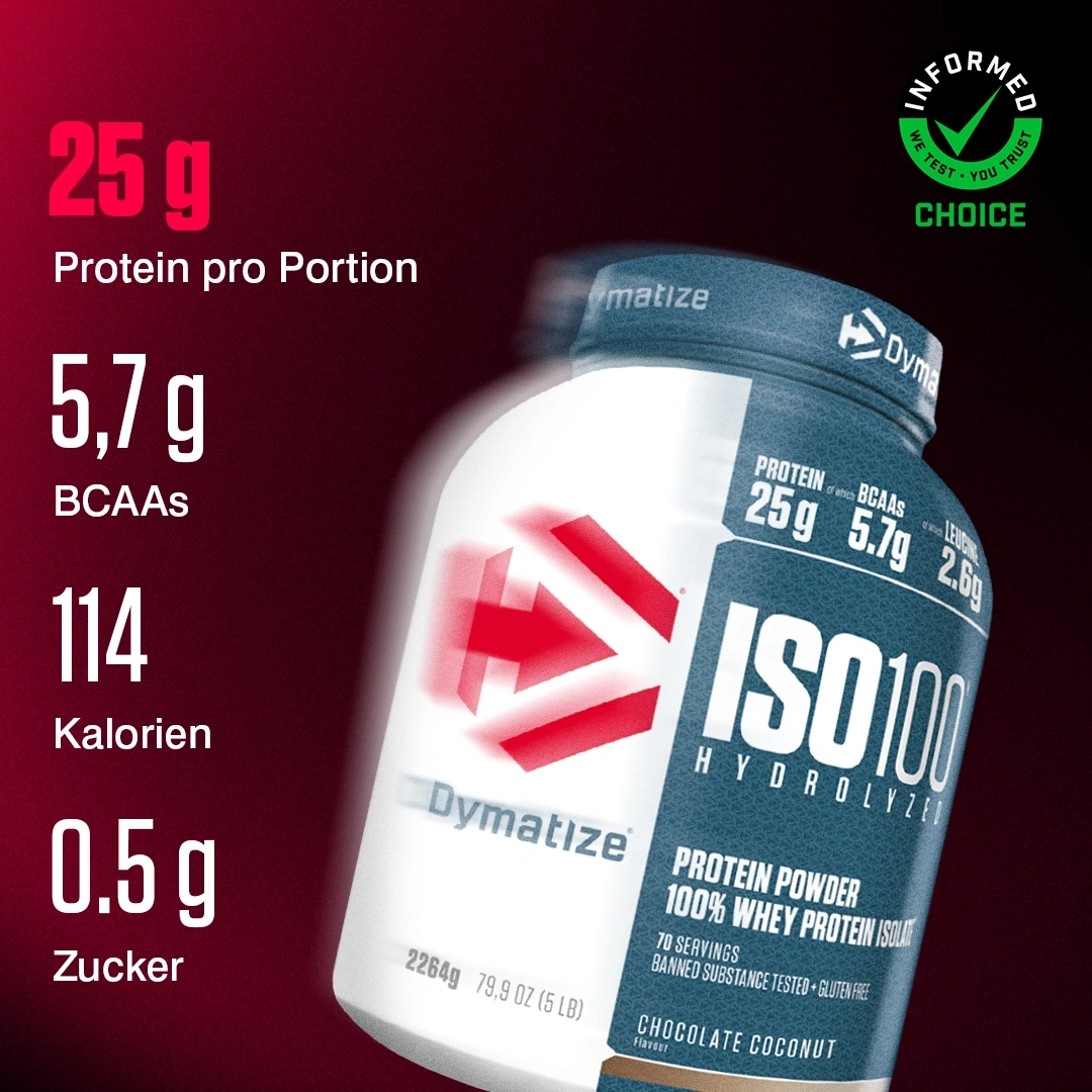 Dymatize ISO 100 Hydrolyzed Proteinpulver in Schokolade Kokosnuss Geschmack