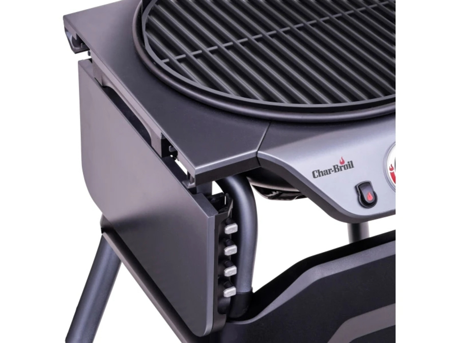 Char-Broil Grill mit ausklappbarem Tisch und Bedienfeld, Nahaufnahme
