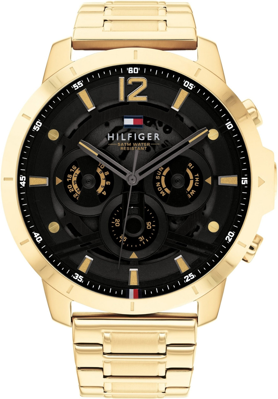 TOMMY HILFIGER Herrenarmbanduhr Multifunktionsuhr CASUAL 1710511 50 mm Gold
