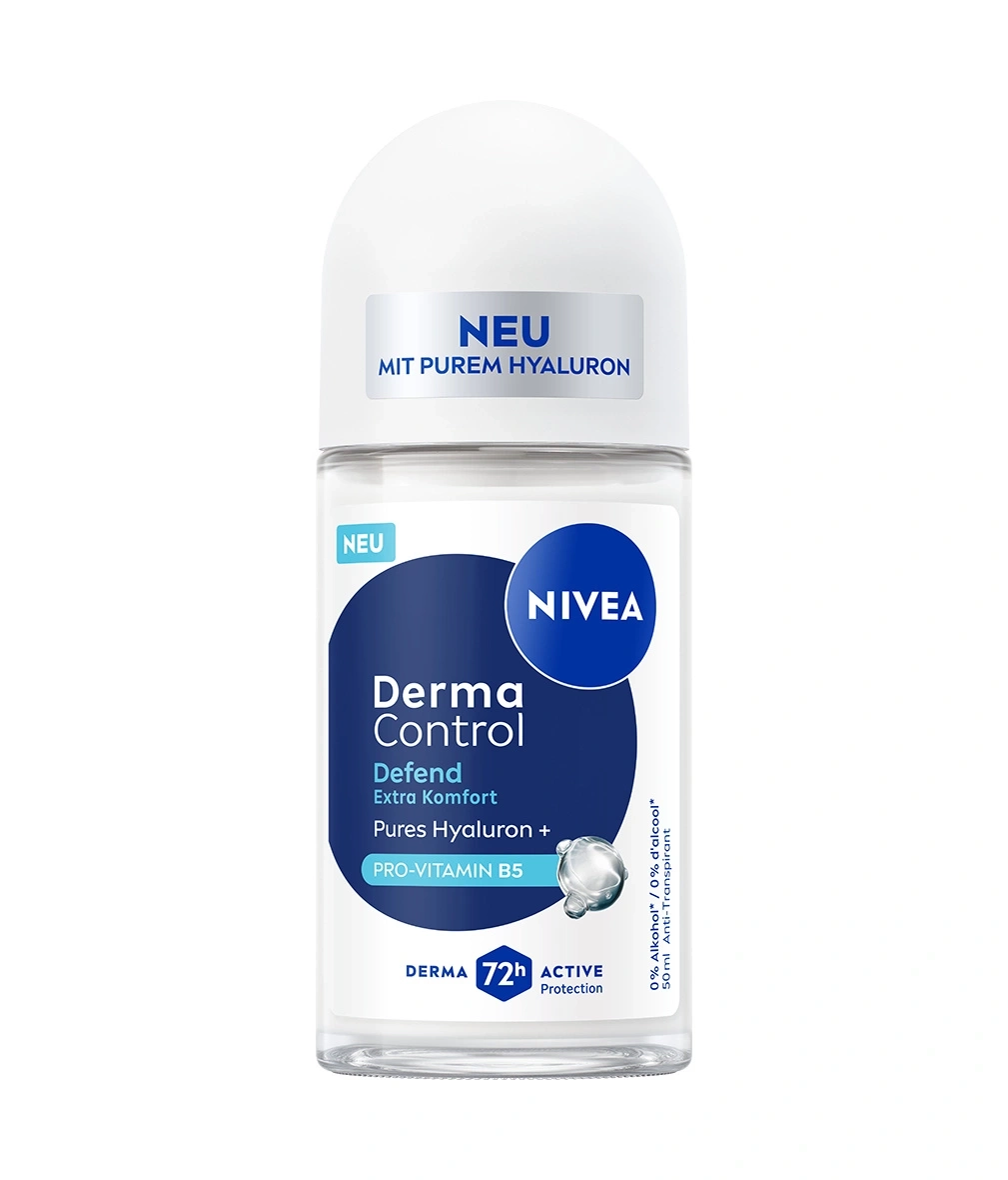 Nivea Derma Control Deodorant mit Hyaluron und Pro-Vitamin B5 für 72h Schutz.