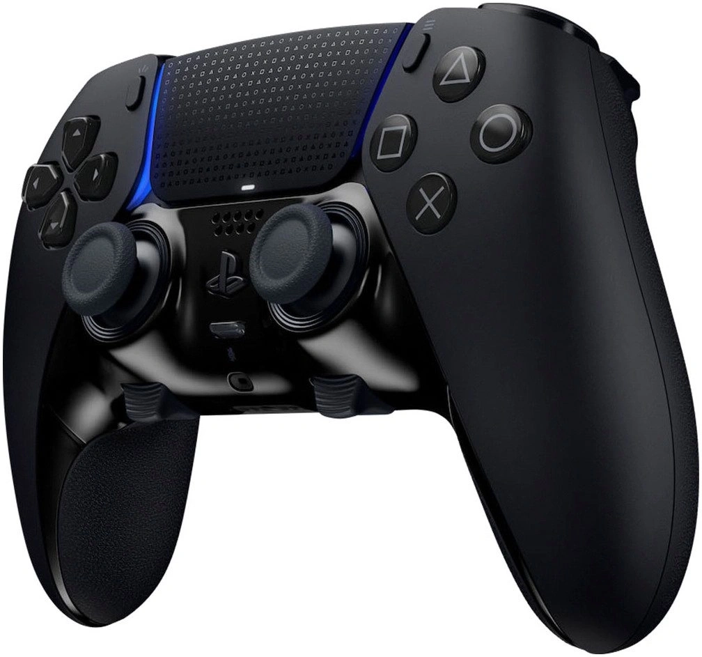 Schwarzer PlayStation DualSense Edge Controller mit blauen Akzenten