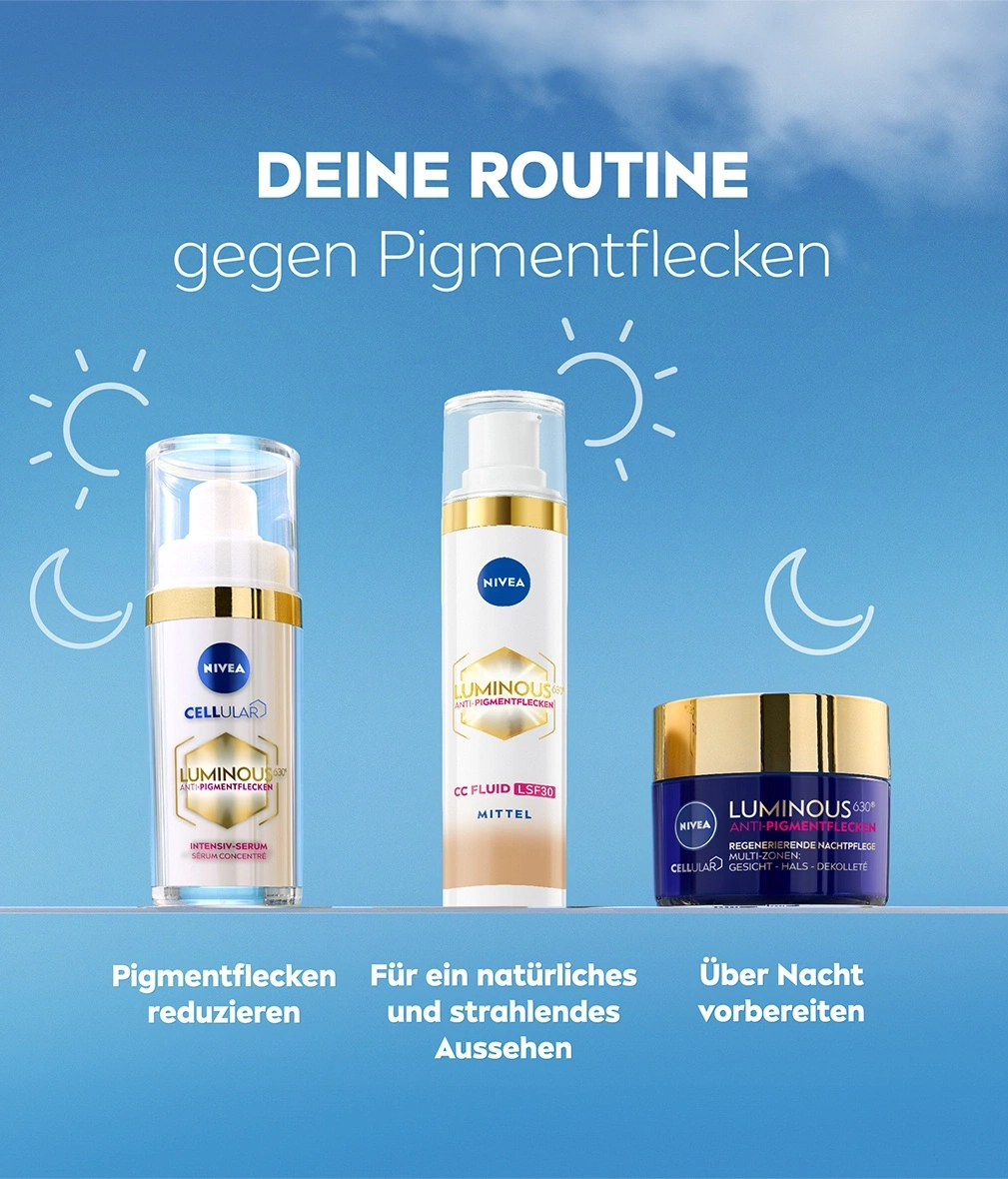 Nivea Luminous Anti-Pigmentflecken Produkte: Serum, Fluid, Nachtpflege für strahlende Haut