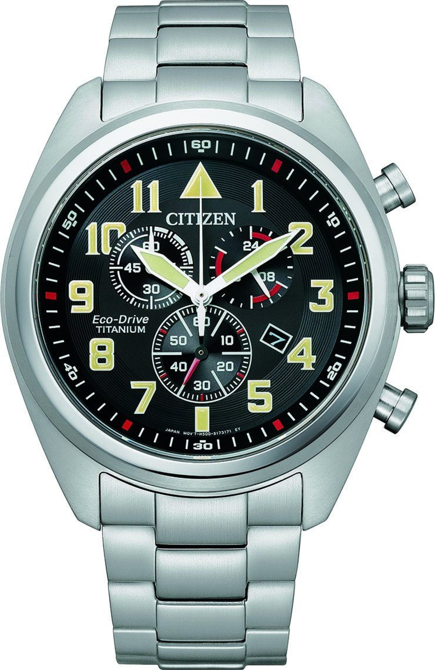 Citizen Herren Armbanduhr AT2480-81E Saphirglas Analog Solar Titan 43mm