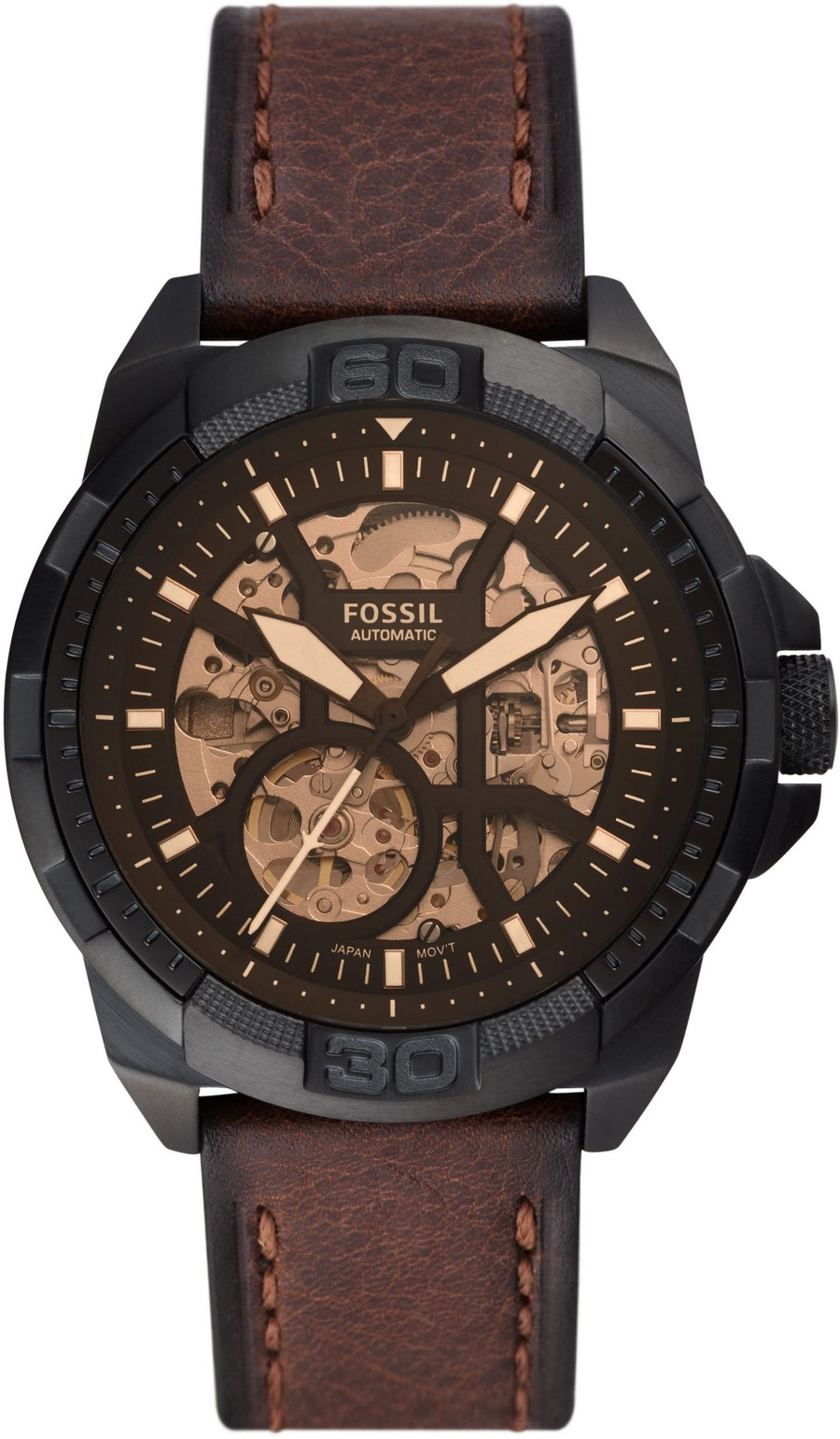 Fossil Automatikuhr BRONSON ME3219 Herrenuhr mechanische Uhr Lederarmband B-WARE