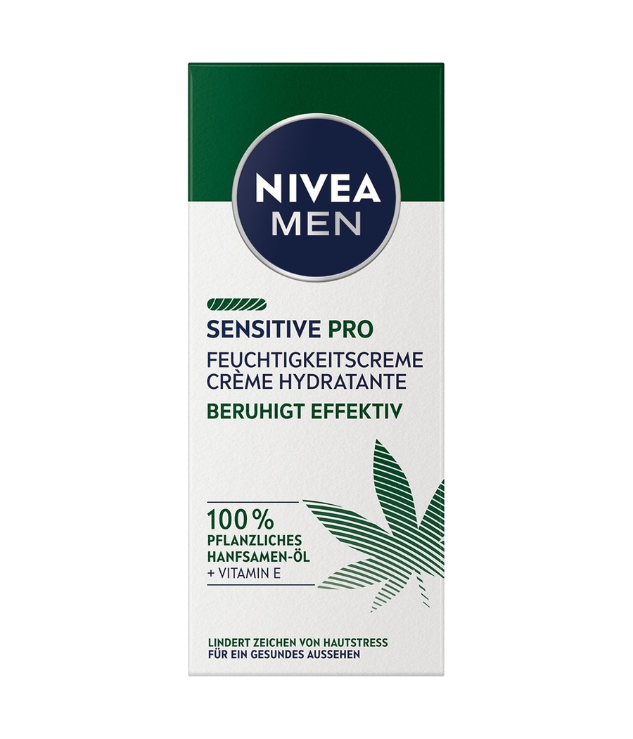 NIVEA MEN Feuchtigkeitscreme Sensitive Pro Hemp Hanfsamen-Öl Vegan 24h 2 x 75ml