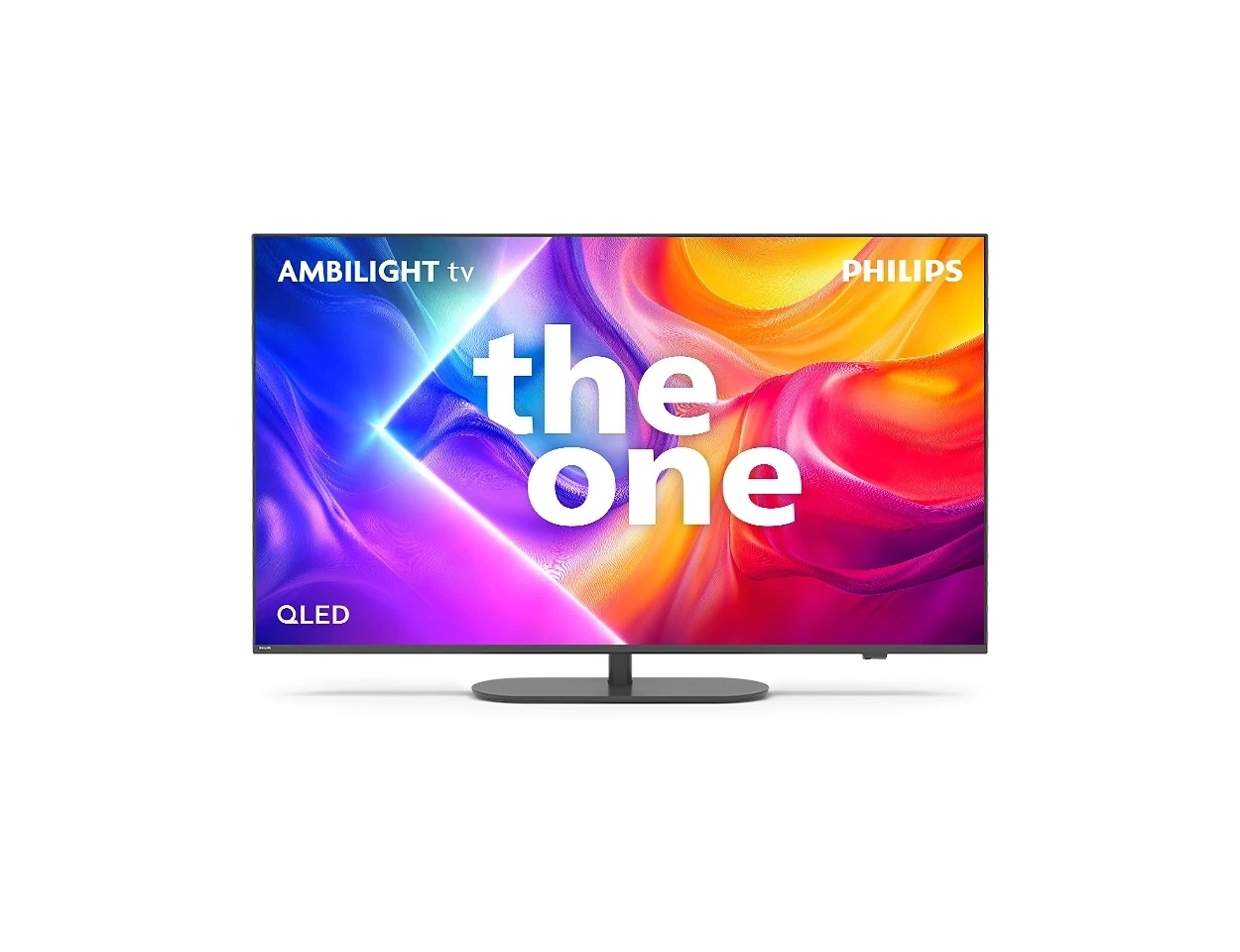 Philips Ambilight TV QLED der One mit buntem Hintergrund