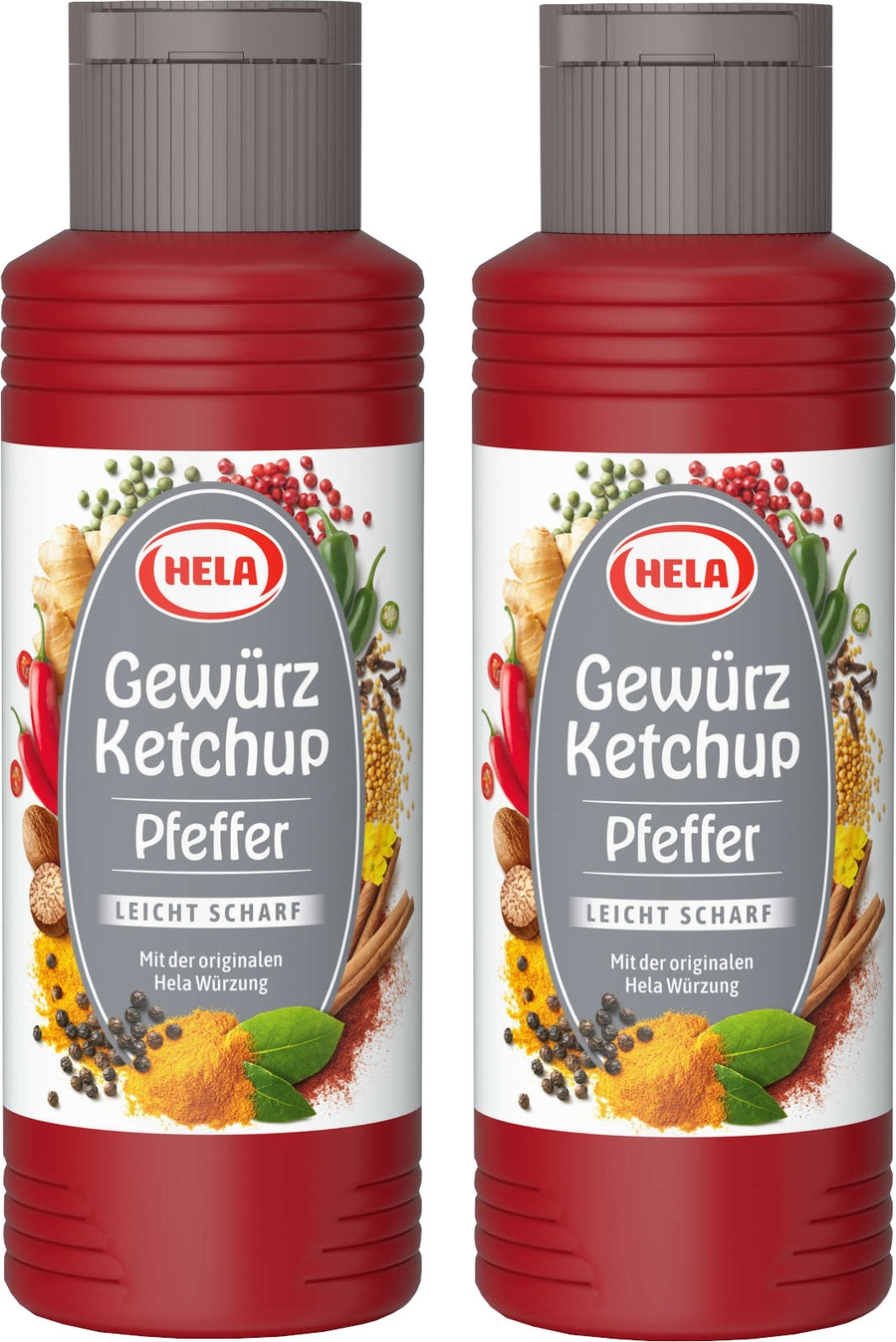 2 x Hela Ketchup Pfeffer leicht scharf Gewürzketchup 300 ml Ketchupflasche