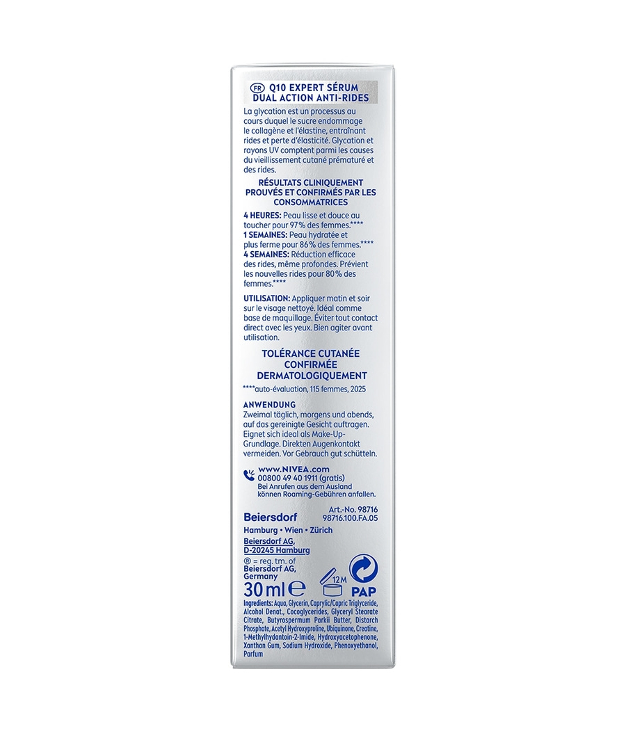Nivea Q10 Serum Anti-Falten mit klinisch nachgewiesenen Ergebnissen.