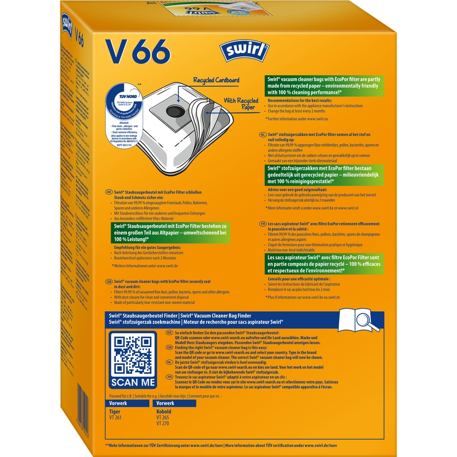 SWIRL Staubsaugerbeutel V 66 EcoPor® für Vorwerk 12 Beutel