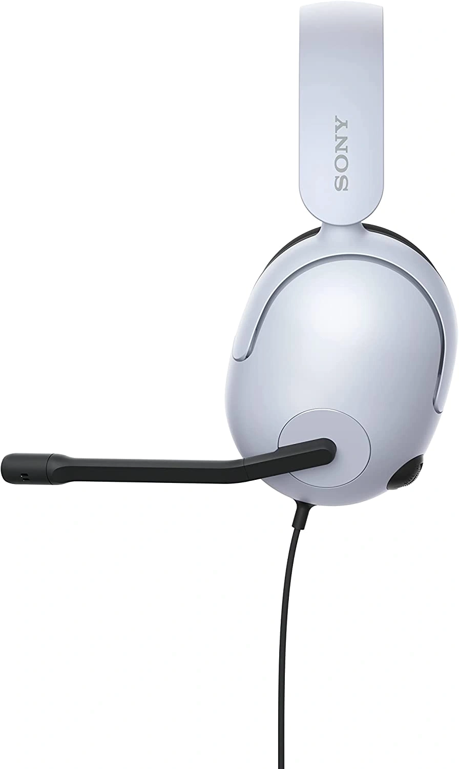 Sony WH-1000XM5 Kopfhörer mit Mikrofon, weiß, Nahaufnahme des rechten Ohrmuschel