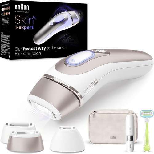 BRAUN Smart IPL Skin i·expert PL7249 Haarentfernungsgerät 3 Aufsätze App B-WARE Braun Skin i-expert IPL Haarentfernungssystem mit Zubehör und Rasierer