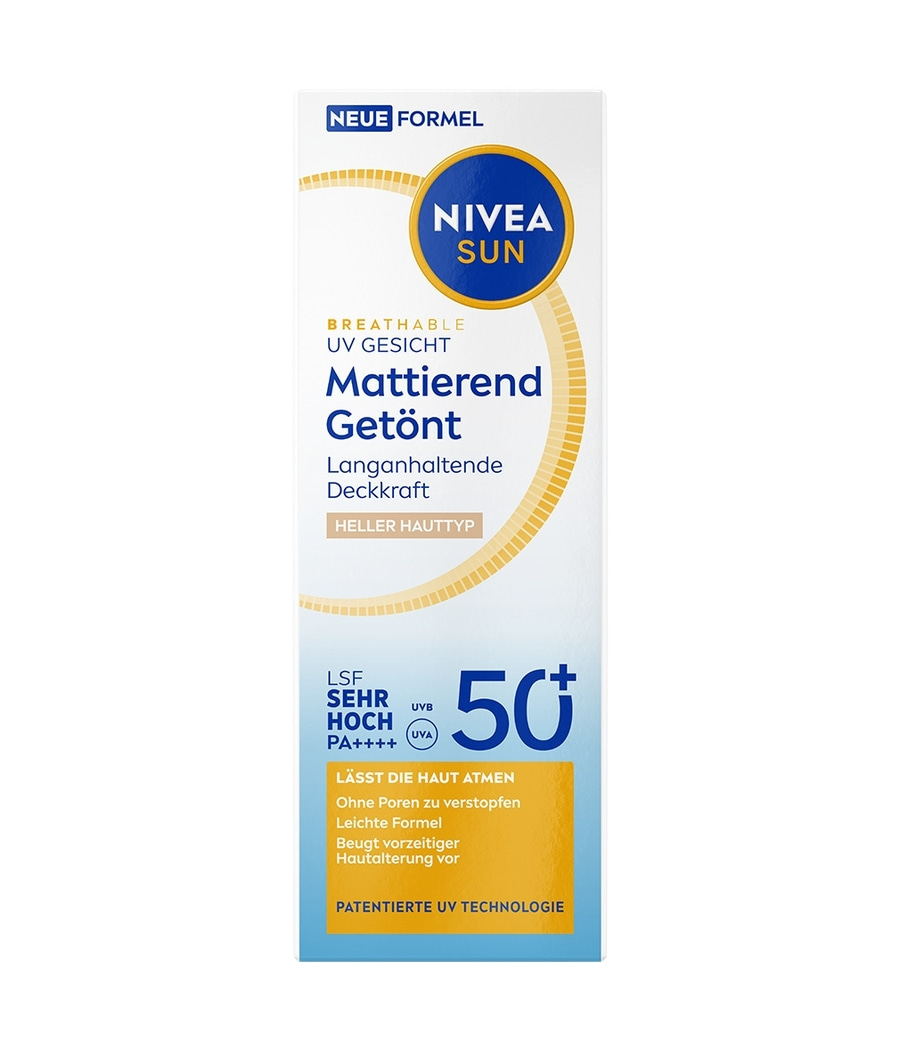 Nivea Sun mattierend getönt LSF 50+ Sonnenschutz für das Gesicht.