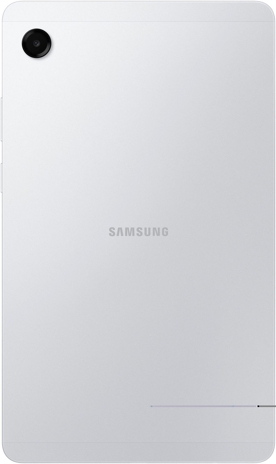 Rückseite eines weißen Samsung Tablets mit Kamera und Samsung-Logo.