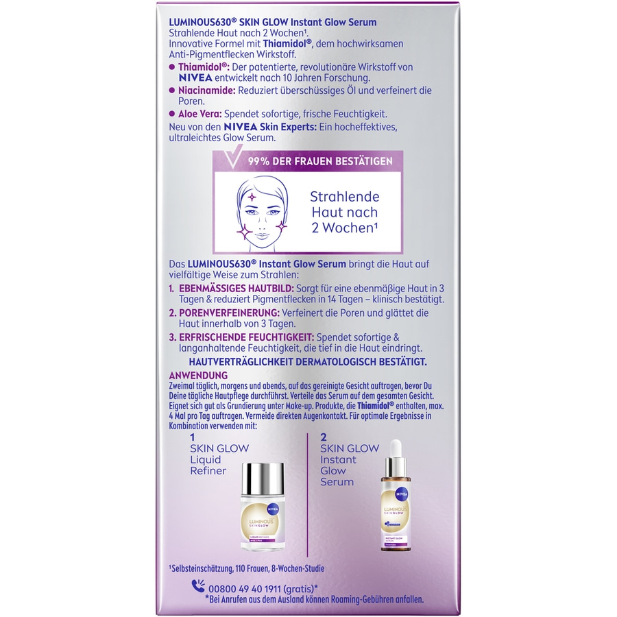 NIVEA Luminous630 Skin Glow Serum: Hautpflege für strahlende Haut, klinisch bestätigt.