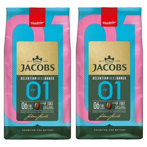 JACOBS Kaffeebohnen Selektion des Jahres No. 1 ganze geröstete Bohnen 2 x 1 kg