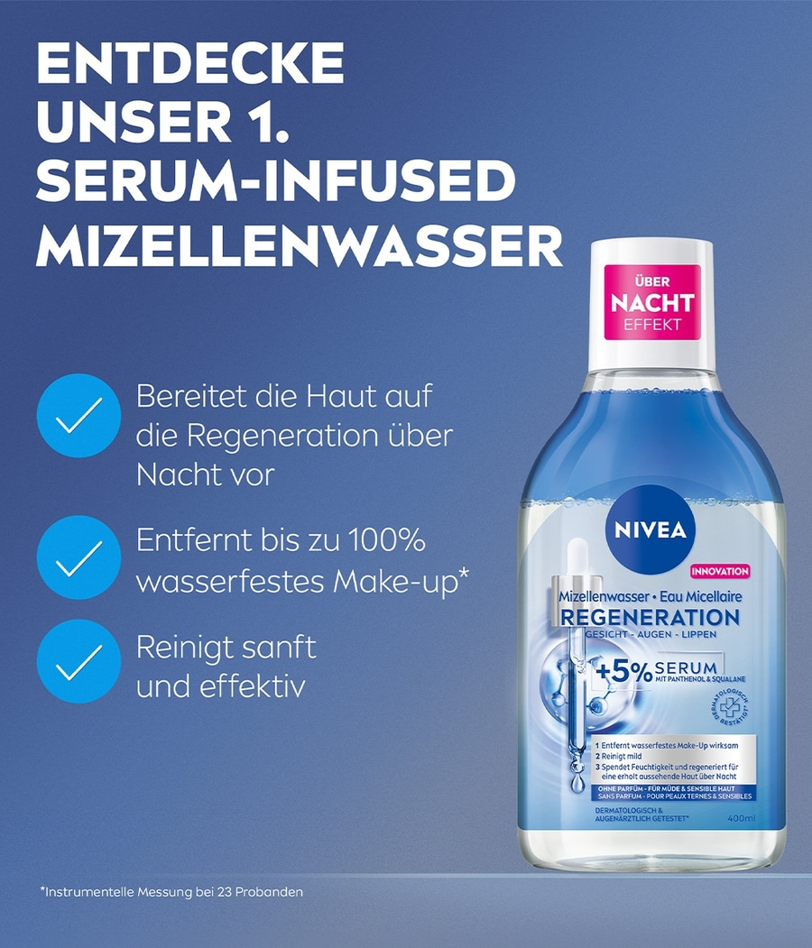 Nivea Mizellenwasser Serum-Infused Nacht Regeneration Gesicht Augen Lippen