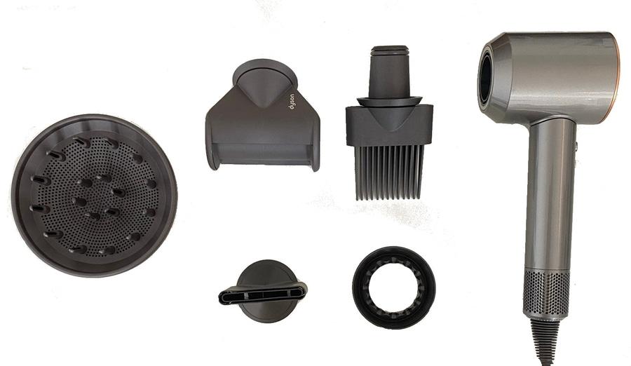 Dyson Haartrockner mit Aufsätzen: Diffusor, Styling-Düse, Kammaufsatz, etc.