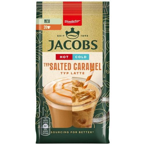 JACOBS Löskaffee TYP SALTED CARAMEL LATTE Hot Cold 12x 340g Beutel Instantkaffee