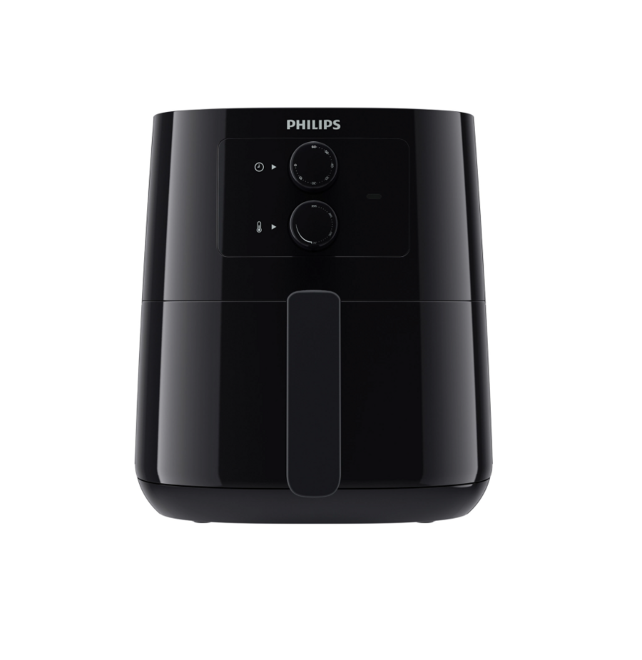 Schwarze Philips Airfryer mit Bedienfeld und Griff für die Küche.