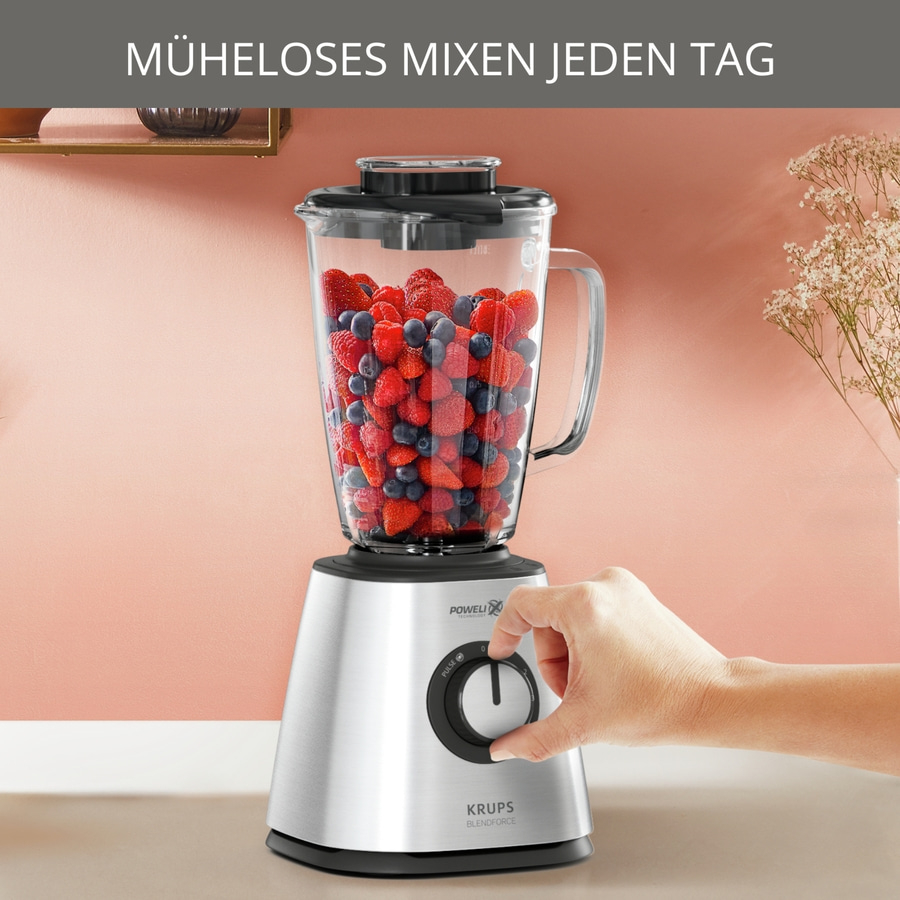 KRUPS Mixer Blendforce+ 800 Watt 5 Stufen Standmixer Smoothie Maker Ice Crusher