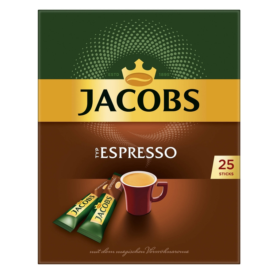 JACOBS Löskaffee Typ Cafe Crema 6 x 25 Sticks + Typ Espresso 6 x 25 Sticks
