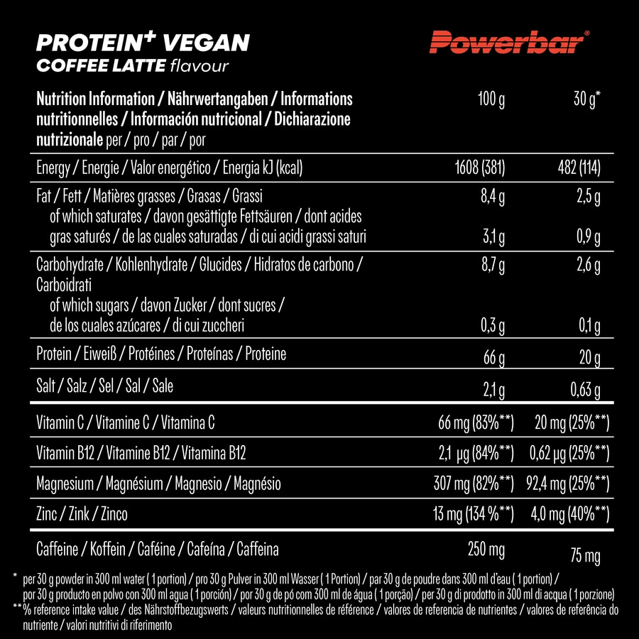 POWERBAR Protein+ Vegan Immune Support Coffee Latte 570 g Protein Pulver