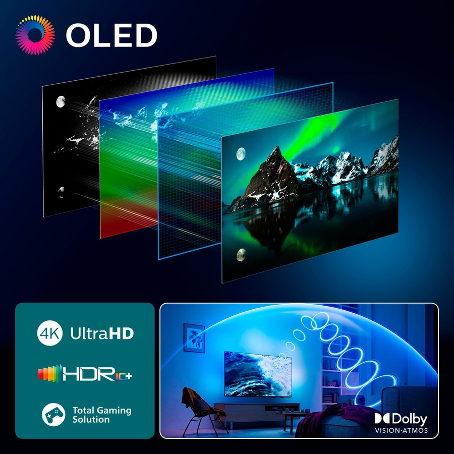 PHILIPS OLED Ambilight Fernseher 77 Zoll 4K Ultra HD Smart TV 144Hz 77OLED810/12
