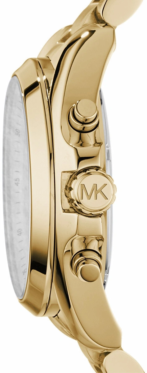Goldene Michael Kors Uhr mit MK-Logo und Chronographendrückern