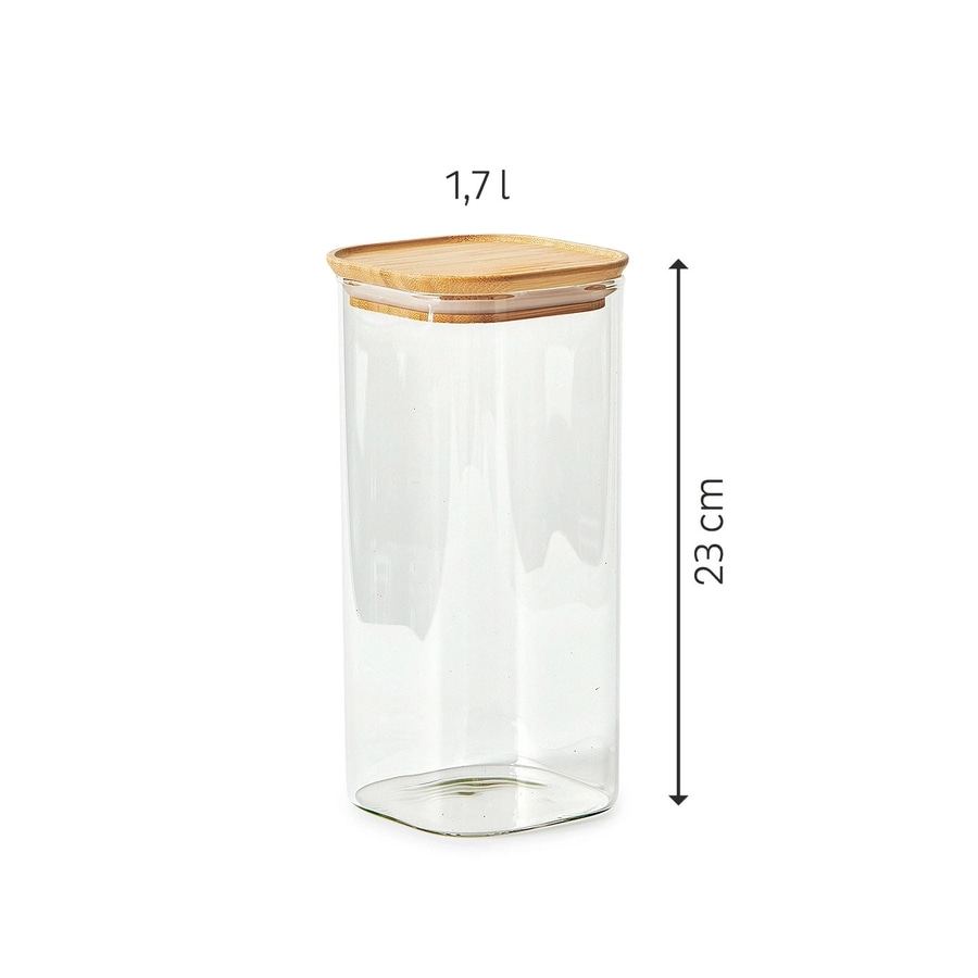 BETTY BOSSI Vorratsdose Glas 1.7 l - 2 Stück Glas Silikon Bambus Braun NEU