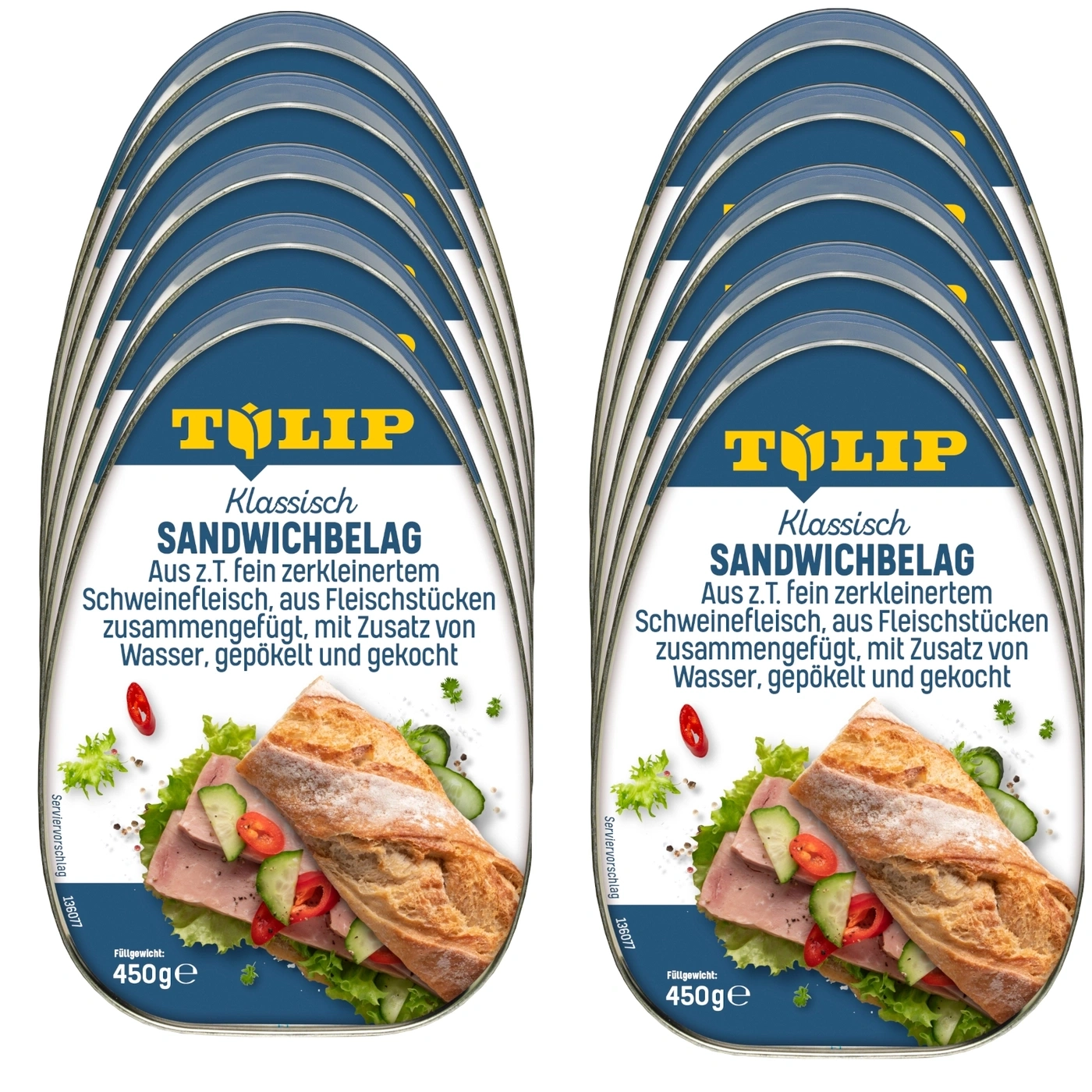Dosen mit Tulip Sandwichbelag Klassisch, bebildert mit einem Sandwich