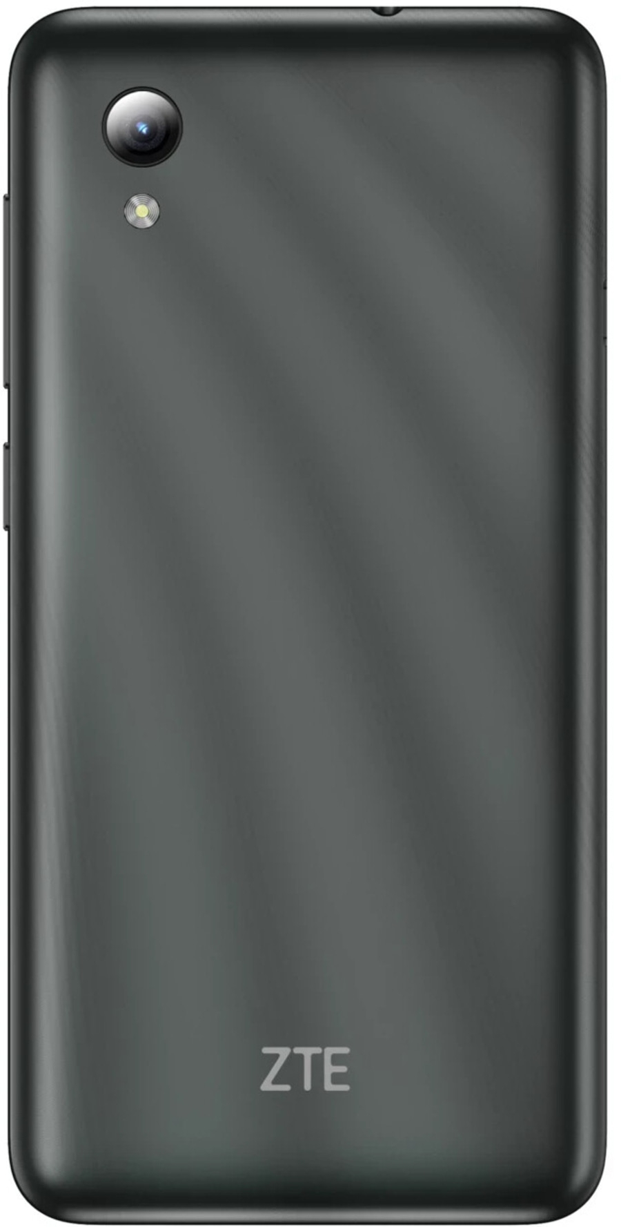 Schwarzes Smartphone mit Kamera und ZTE-Logo auf der Rückseite.