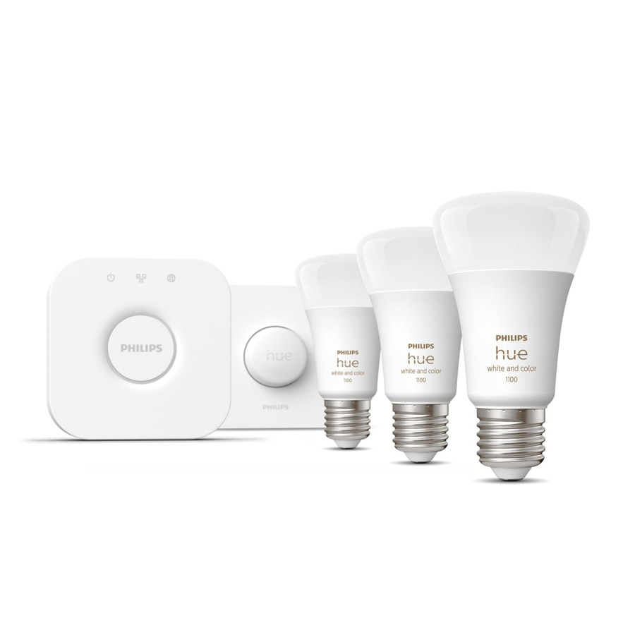 PHILIPS Hue Starter Set White & Color Ambience 3x E27 LED Leuchtmittel & Bridge