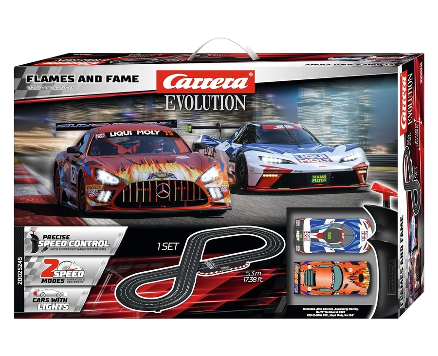 CARRERA Evolution Flames and Fame Rennbahn Autorennen bis 8 Spieler ausbaubar