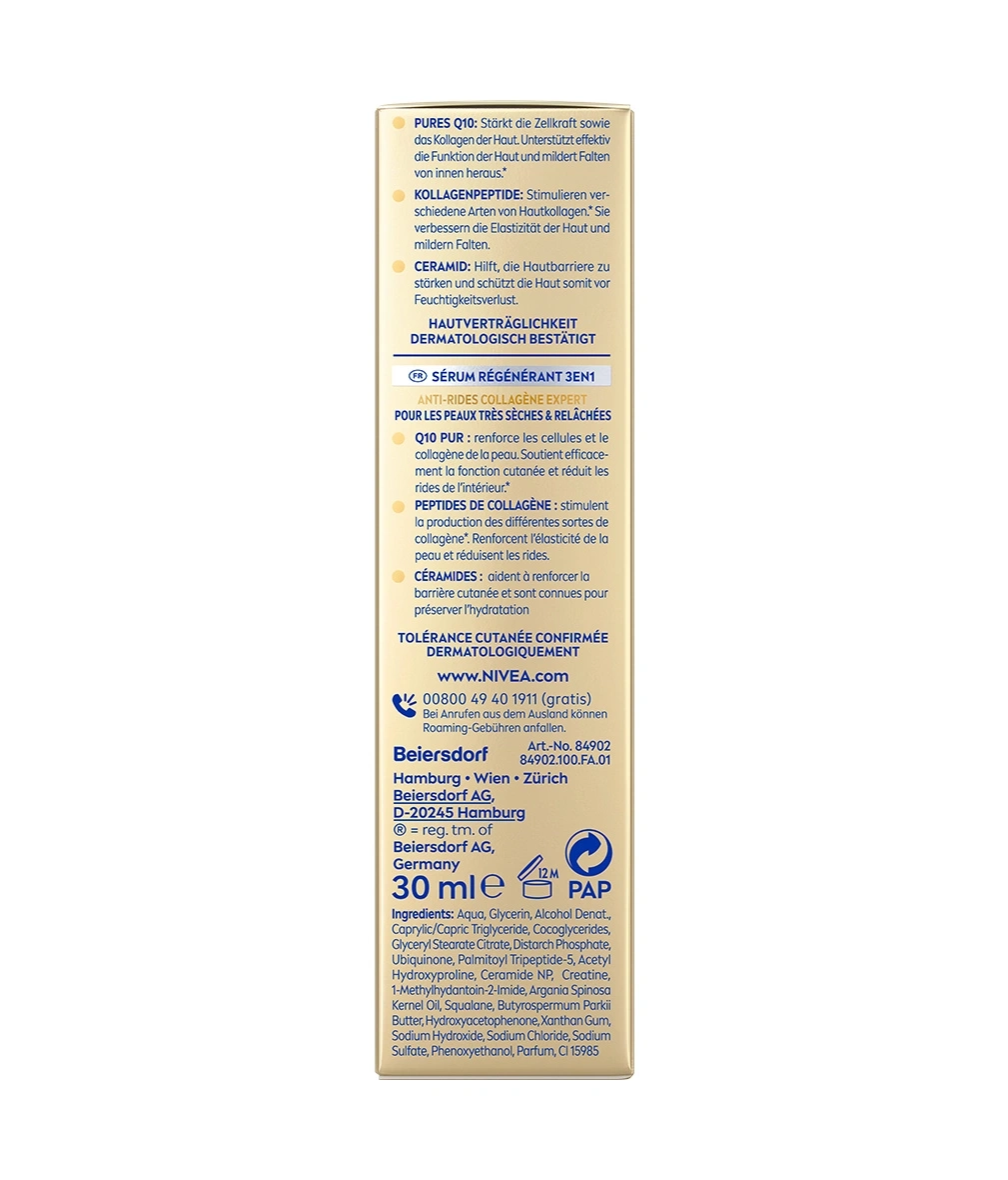Flasche mit Hautpflegeprodukten und Inhaltsstoffen