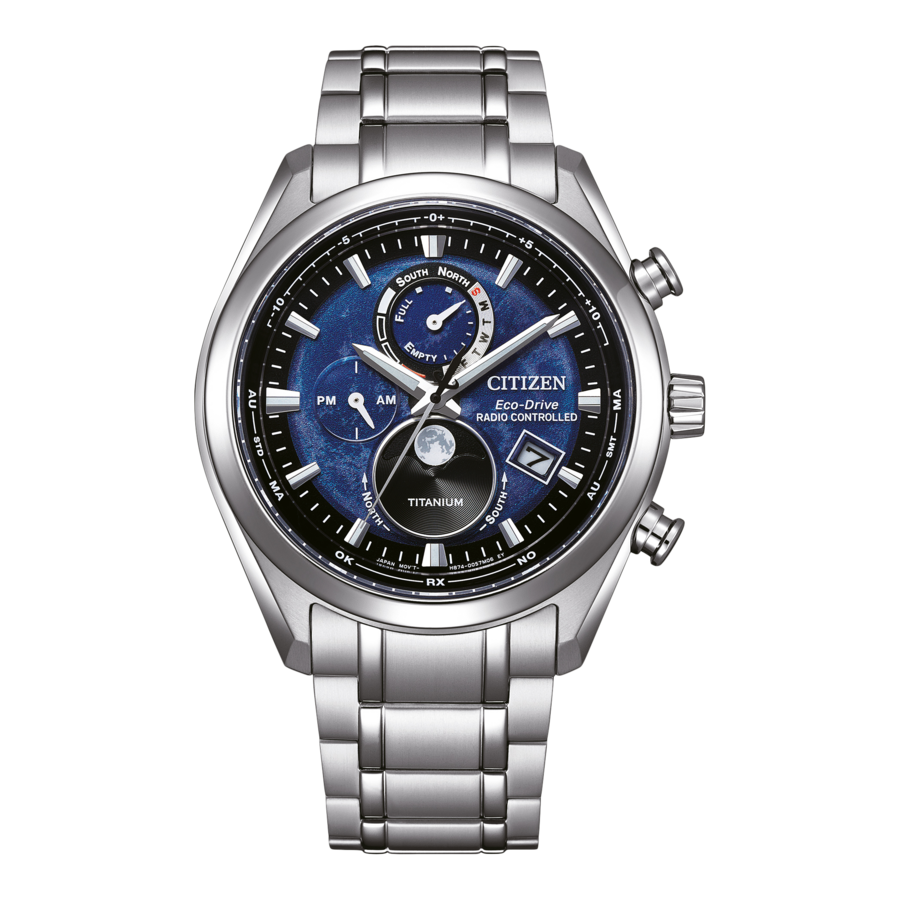 CITIZEN Herren Armbanduhr BY1010-81L Mondphasenwerk Solar Funkuhr 43 mm B-Ware
