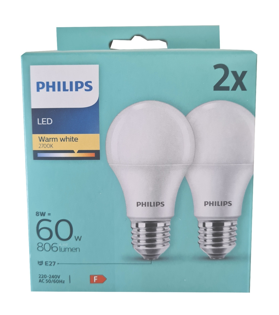 12x PHILIPS 2er Pack LED Leuchtmittel E27 60W Lampen Leuchten 806lumen NEU