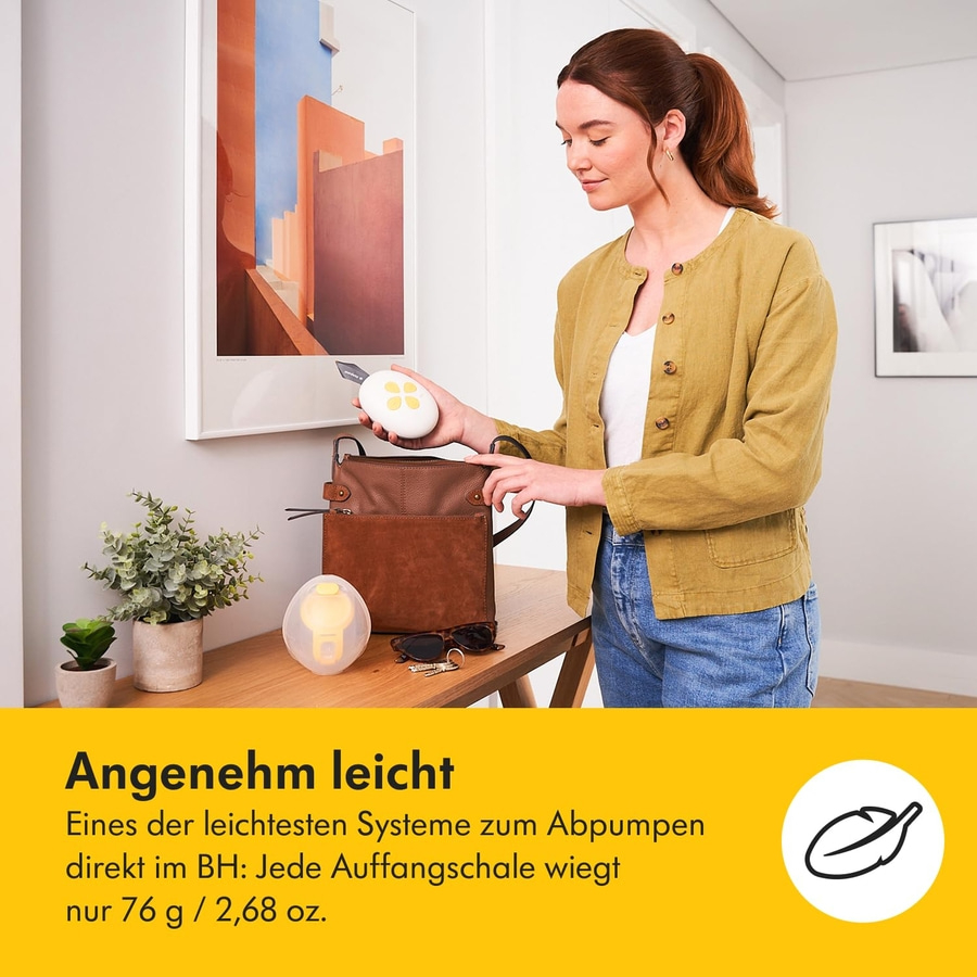 Frau mit Stillpumpe, Text über leichtes Abpumpen, 76 g / 2,68 oz.