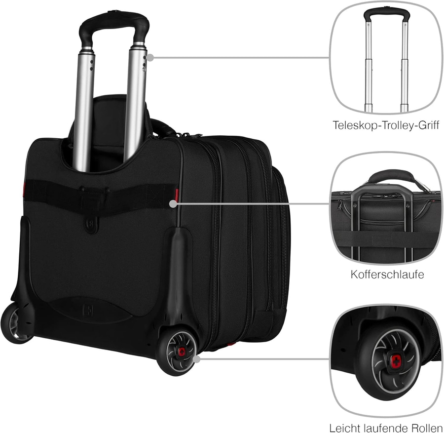 WENGER 2-teiliges Business Tasche Patriot Rolltasche + Laptop Tasche Schwarz