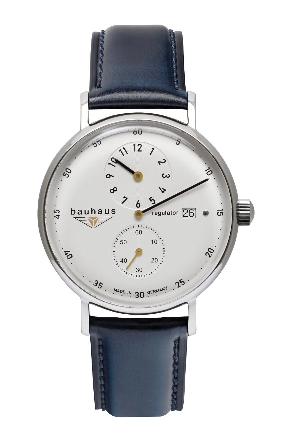 Bauhaus Regulator Armbanduhr mit Datumsanzeige und Lederarmband