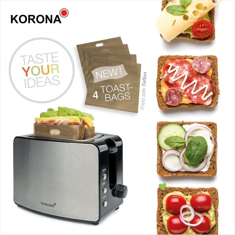 KORONA Doppelschlitztoaster 21250 850W Brötchenaufsatz 6 Stufen Edelstahl NEU