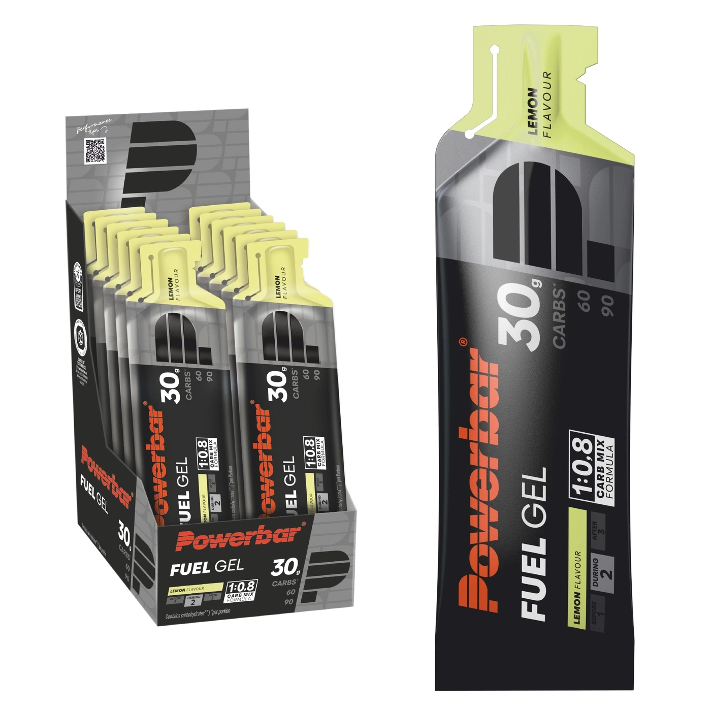 Powerbar Fuel Gel Lemon Geschmack 30g Kohlenhydrate, einzeln und im Karton