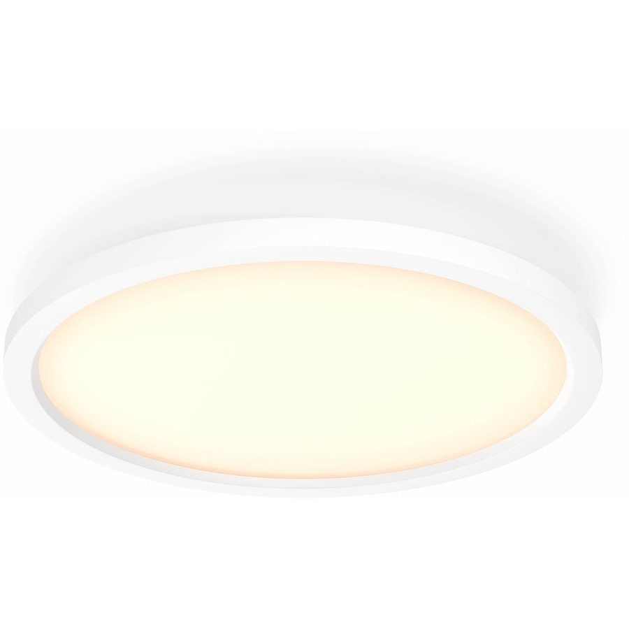 Weiße Deckenleuchte mit warmem Licht, rundes Design, modernes Interieur