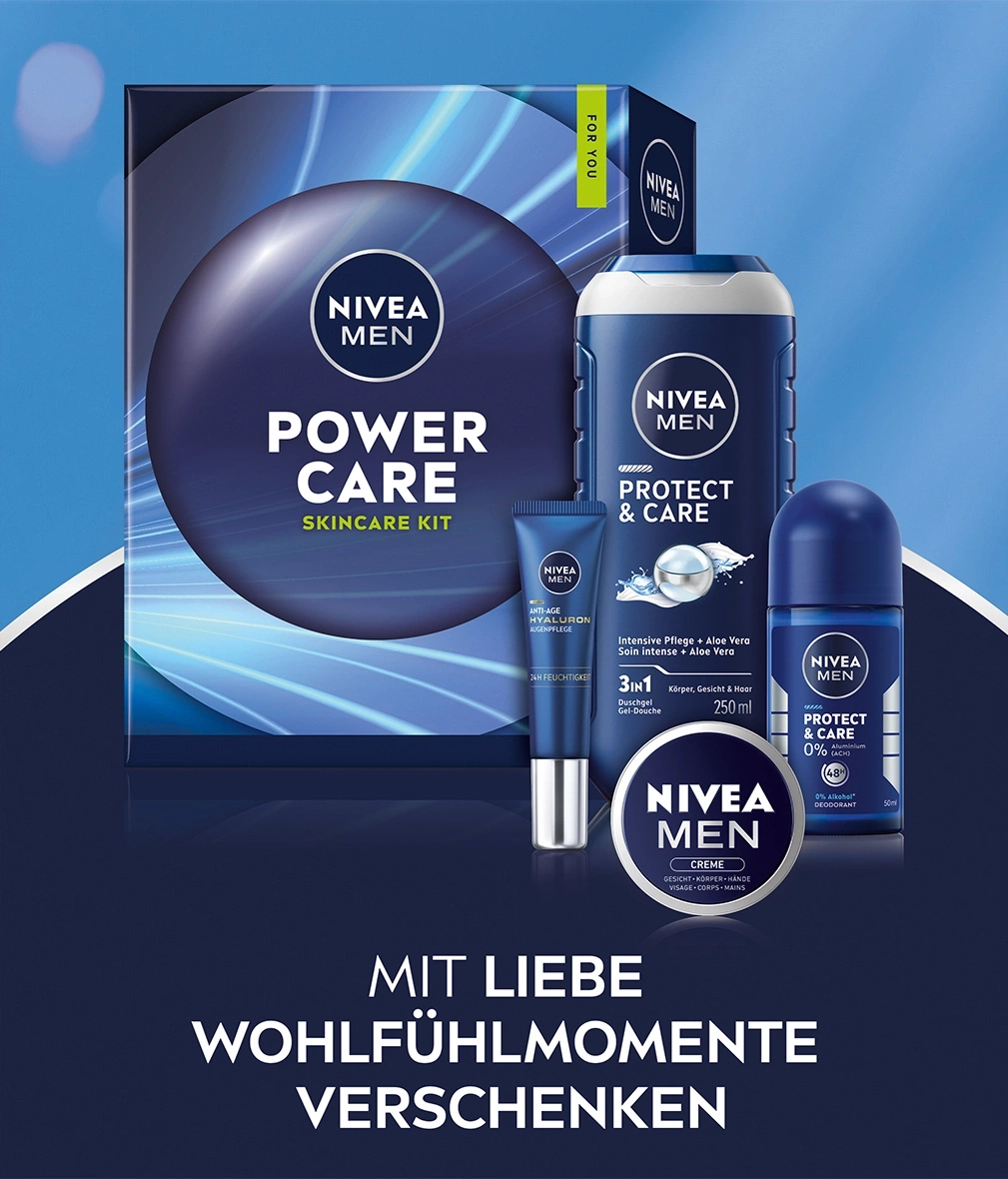 Nivea Men Power Care Skincare Kit mit Duschgel, Creme und Roll-On Deodorant