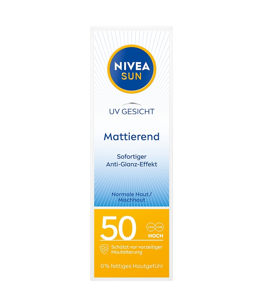 Nivea Sun Sonnencreme für das Gesicht, mattierend, LSF 50, schützt vor Hautalterung.