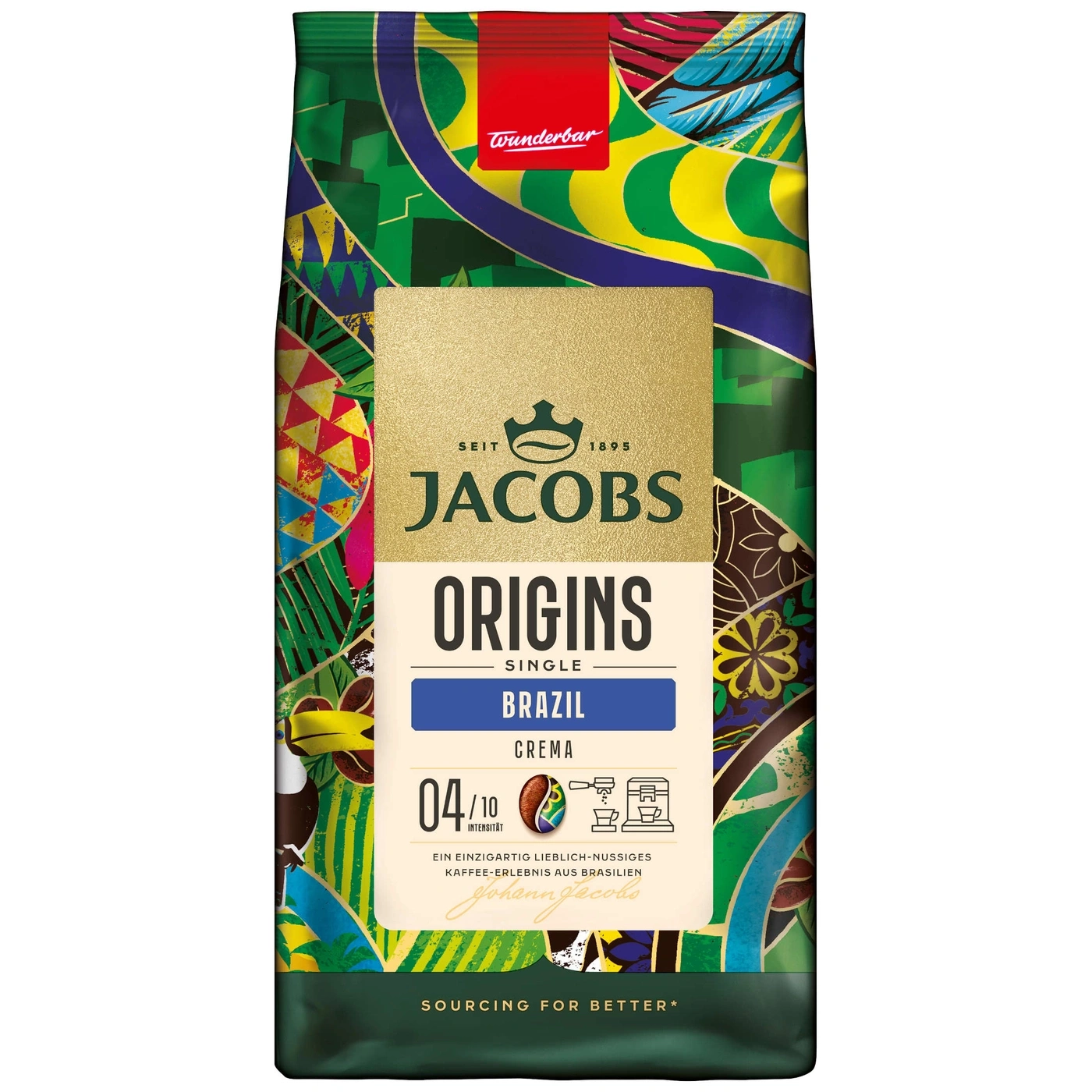 JACOBS Kaffeebohnen Origins Brazil geröstete ganze Bohne 4x 1 kg Bohnenkaffee