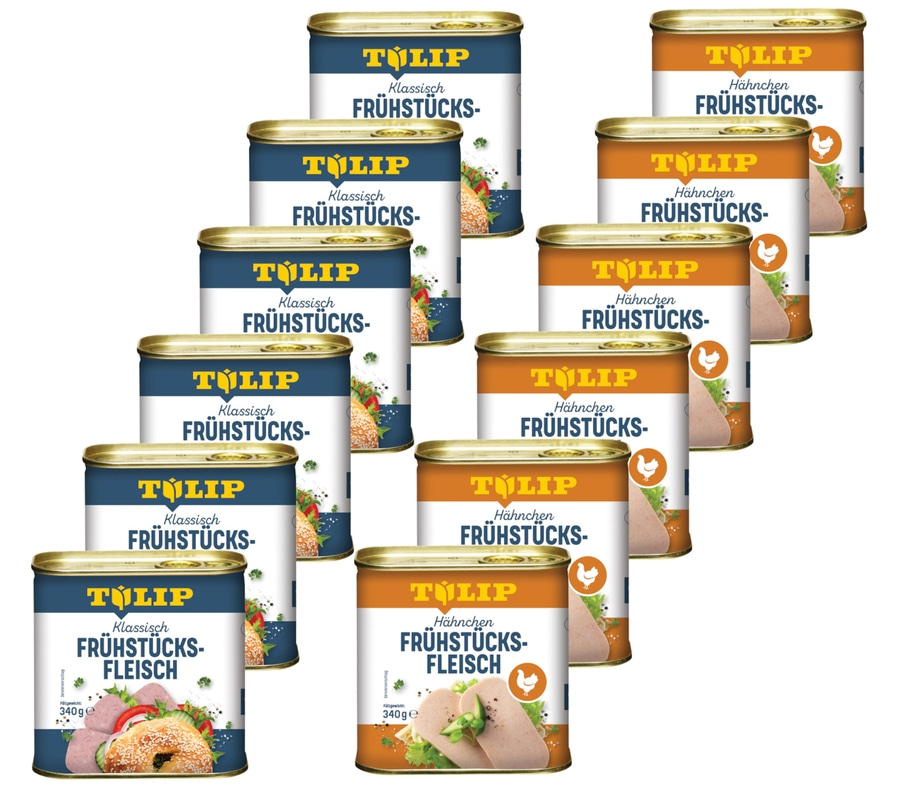 TULIP 12x340g Bundle Frühstücksfleisch Schwein und Hähnchen Dänische Delikatesse