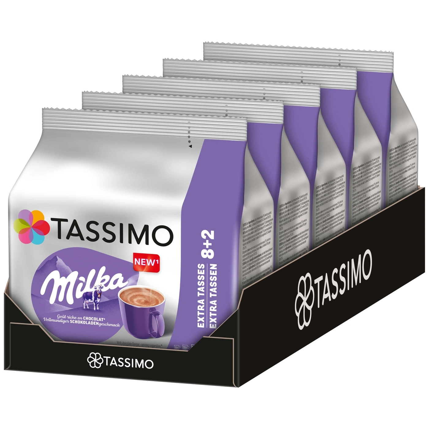 Tassimo Milka Packung mit 8+2 Extra Tassen, Schokoladengeschmack, Neu