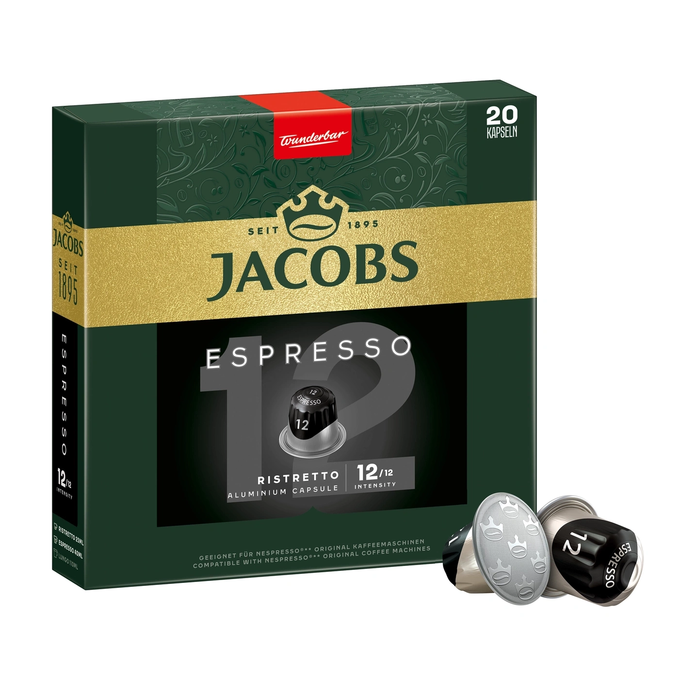 Jacobs Espresso 12 Ristretto Aluminium-Kapseln, 20 Stück